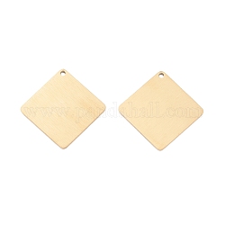 Ion Plating(IP) 304 Stainless Steel Pendants, Stamping Blank Tag, Laser Cut, Double Side Drawbench Effect, Rhombus, Real 18K Gold Plated, 24.5x24.5x1mm, Hole: 1.4mm