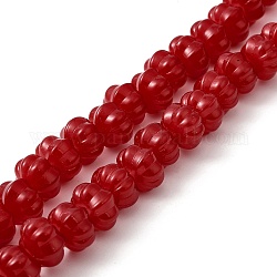Perles de verre normales opaques, citrouille, rouge foncé, 9x11x12mm, Trou: 1.2mm, Environ 74 pcs/chapelet, 23.23 pouce (59 cm)