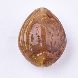 Acryl-Perlen, Nachahmung Edelstein-Stil, Zweifarbige Farbe, Pfirsichgrube, Peru, 24x19x12 mm, Bohrung: 1.8 mm, ca. 180 Stk. / 500 g