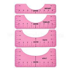Regla de camiseta de pvc, herramienta de alineación de guías para centrar diseños, rosa, 254x63.5~127mm, 4 pcs
