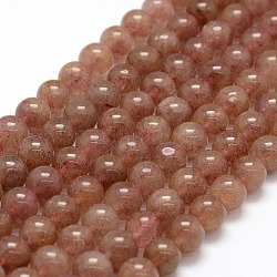 Chapelets de perles aux fraises en quartz naturel, ronde, 8mm, Trou: 1mm, Environ 49 pcs/chapelet, 15.3 pouce