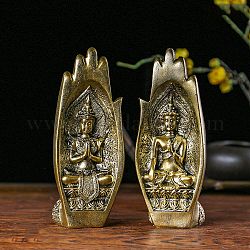 Figurine scolpite in resina, per la decorazione della scrivania di casa, palma con buddha, oro, 55x80x200mm