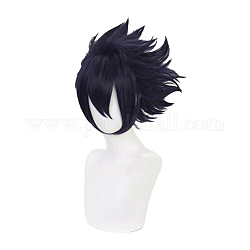 Короткие аниме косплей парики, синтетический герой колючие парики для макияжа костюма, с треском, индиговые, 7 дюйм (18 см)