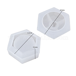 Hexagon Candle Jar Molds, Food Grade Silicone Concrete Molds for Candle Holder with Lids, Candles Resin Mould, Epoxy Resin Casting Molds, White, 4.3x4.3x2.1cm & 4.3x4.3x2cm