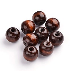 Natural Wood Beads, Dyed, Round, Coconut Brown, 19~20x17.5~18mm, Hole: 4.5mm, about 400pcs/1000g
