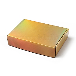 Coffrets cadeaux en papier de style laser, rectangle, verge d'or, produit fini : 20x14.5x4.35cm