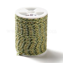 4重ポリコットンコード  手作りマクラメ綿ロープ  ひも壁掛け用植物ハンガー  diyクラフトストリング編み  オリーブドラブ  1.5mm  約4.3ヤード（4m）/ロール