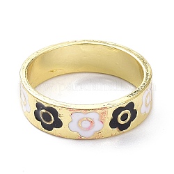 Сплав, эмаль палец кольцо, цветочным узором, золотой свет, розовые, 5.5 мм, размер США 7 1/4 (17.5 мм)