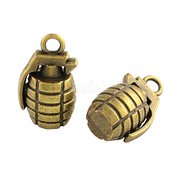 チベットスタイルの合金の手榴弾のペンダント  カドミウムフリー＆ニッケルフリー＆鉛フリー  アンティークブロンズ  22.5x13x11mm  穴：3mm  約132個/1000g