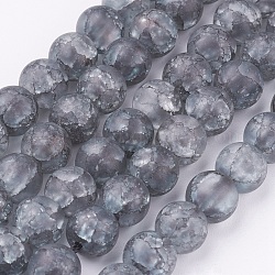 Chapelets de perles en quartz craquelé synthétique, ronde, teinte, mat, grises , 8mm, Trou: 1mm, Environ 50 pcs/chapelet, 15.75 pouce