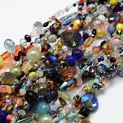 Fili di perle di vetro placcato, forme misto, colore misto, 2~16x2~16mm, Foro: 1~2 mm, circa 15.74 pollice