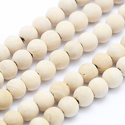 Chapelets de perles en bois naturel, ronde, teinte, 8mm, Trou: 1mm, Environ 50 pcs/chapelet, 15.7 pouce (40 cm)