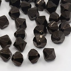 Граненый Bicone прозрачные акриловые бусины, окрашенные, чёрные, 10 мм, отверстие : 1.5 мм, Около 1000 шт / 500 г