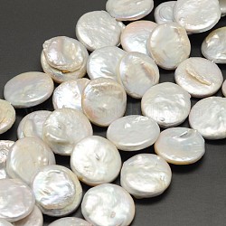Hebras de perlas de agua dulce cultivadas naturales planas redondas planas, color de concha, 5~8x19~19.5mm, agujero: 0.8 mm, aproximamente 20 pcs / cadena, 15.7 pulgada
