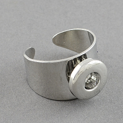 Anillos de latón a presión, componentes de anillos abiertos, Platino, 19x14mm, botones de base a presión en 5x4 perilla mm