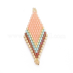 Liens de perles de rocaille japonaises miyuki & toho, motif de tissage, losange, peachpuff, 44.6~45.2x17.8~18.6x1.6~1.7mm, Trou: 1.4~1.6mm