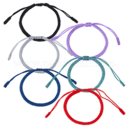 Fibloom 6 Uds. Juego de pulseras de cordón trenzado de nailon de 6 colores, pulseras ajustables, color mezclado, diámetro interior: 1-7/8~3-1/4 pulgada (4.9~8.3 cm), 1pc / color