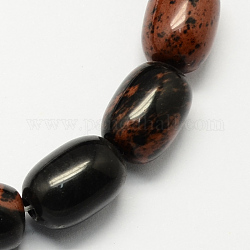 Barrel Shaped Gemstone Natural Mahogany Obsidian Stone Beads Strands, Coconut Brown, 15x10mm, Hole: 1mm, about 25pcs/strand, 15.3 inch