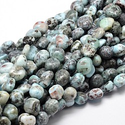 Chapelet de perles de copeaux de larimar naturelles, 11~13x10~12mm, Trou: 1mm, environ 15.5 pouce