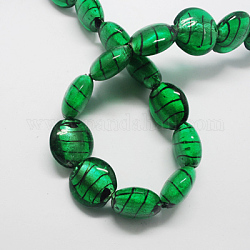 Cabujones de cristal de espalda plana, plano y redondo, verde, 20x20x5mm, agujero: 3 mm