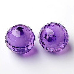 Perles en acrylique transparente, Perle en bourrelet, facette, ronde, orchidée noire, 20mm, Trou: 2mm, environ 110 pcs/500 g