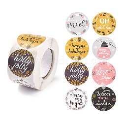1.5 Inch Thank You Sticker, Self-Adhesive Paper Gift Tag Stickers, Flat Round with Word Pattern, Colorful, Word, 3.8cm, about 500pcs/roll