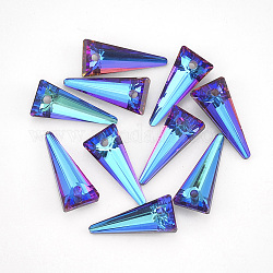 K9 стеклянные подвески из горного хрусталя, треугольные, Бермуды синий, 18x8x4 мм, отверстие : 1.6 мм