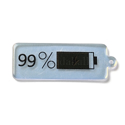 Pendentifs en acrylique translucide, batterie 99% charme, noir, 43x16x2mm, Trou: 1.4mm