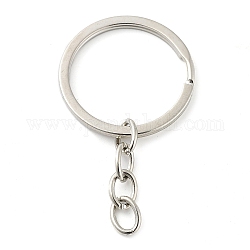 Iron Split Key Rings with Chain, Keychain Findings, Platinum, 53mm, clasp: 30x2mm