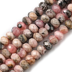 Brins de perles de rhodonite argentine naturelle, facette, rondelle, 3.9~4x2.7~3mm, Trou: 0.6mm, Environ 141~142 pcs/chapelet, 15.31~15.55 (38.9~39.5 cm)