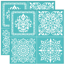 Plantilla de serigrafía autoadhesiva, para pintar sobre madera, tela de camiseta de decoración de diy, turquesa, flor, 220x220mm