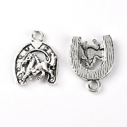 DICOSMETIC 30Pcs Horseshoes Charms Antique Silver Horse Head Charms Horse Charms Bulk Antique Animal Pendants Western Lucky Horseshoe Charms Alloy Charms for Jewelry Making, Hole: 3mm
