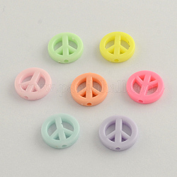 Opaque Acrylic Beads, Peace Sign, Mixed Color, 16x3mm, Hole: 2mm, about 943pcs/500g