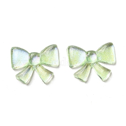 Transparent Epoxy Resin Cabochons, with Glitter Powder, Bowknot, Pale Green, 18x22.5x3.5mm