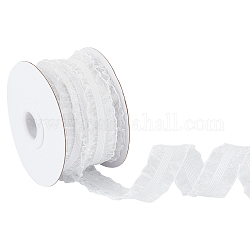 10ヤードのチンロン伸縮性プリーツレーストリム  縫製用  ギフトデコレーション  ホワイト  7/8インチ（21mm）