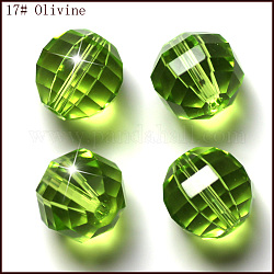 Perles d'imitation cristal autrichien, grade AAA, facette, ronde, vert jaune, 8mm, Trou: 0.9~1mm