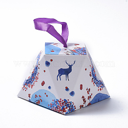 Weihnachtsgeschenkboxen, mit Band, Geschenkverpackungstaschen, für Geschenke Süßigkeiten Kekse, Farbig, 8.1x8.1x6.4 cm