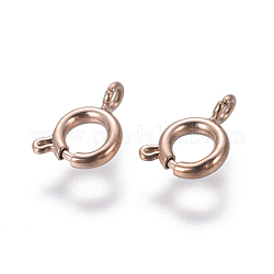 Ion Plating(IP) 304 Stainless Steel Smooth Surface Spring Ring Clasps, Rose Gold, 5x1.3mm, Hole: 1.4mm