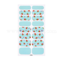 Full Wrap Fruit Nail Stickers, Self-Adhesive Geometry Nail Art Decal Strips, for Women Girls DIY Nail Art Decoration, Pale Turquoise, 27x8.5~16mm, 16pcs/sheet