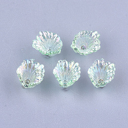 Transparentes bouchons acrylique de perles, couleur ab , fleur, aigue-marine, 10x12x12mm, Trou: 1.2mm, environ 1960 pcs/500 g
