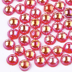 Абс пластмассовые имитационные жемчужные кабошоны, с покрытием AB цвета, полукруглый, красные, 5x2.5 мм, 10000 шт / мешок