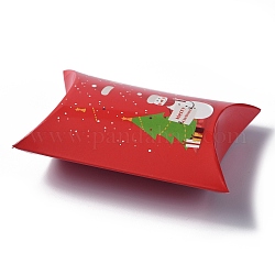 Scatole di cuscini di carta, scatole regalo di caramelle, per bomboniere baby shower forniture per feste di compleanno, rosso, modello di pupazzo di neve, 3-5/8x2-1/2x1 pollice (9.1x6.3x2.6 cm)