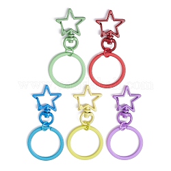 Porte-clés en fer, porte-clés pendentif étoile en alliage, couleur mixte, 65.5mm