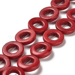 Синтетических Говлит бисер нитей, окрашенные, кольцо, огнеупорный кирпич, 19.5~20x5 мм, отверстие : 1.4 мм, Около 197 шт / 500 г