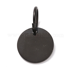 Chapado de iones (ip) 304 amuletos de pulido manual de acero inoxidable, estampar etiqueta en blanco, con anillos de salto, plano y redondo, gunmetal, 10x1mm, agujero: 7.5 mm