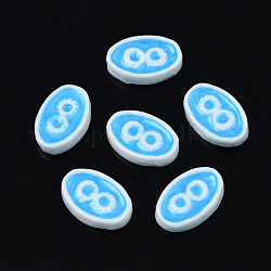 Undurchsichtigen Cabochons, mit Emaille, oval mit Infinity-, Deep-Sky-blau, 10x7x2.5 mm