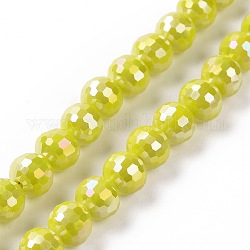 Electroplate Glass Beads Strands, AB Color Plated, Faceted(96 Facets), Round, Light Khaki, 7~8mm, Hole: 1.2~1.5mm, about 68~70pcs/strand, 18.90''(48cm)