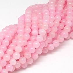 Fili di perline giada gialla naturale, tinto, tondo, perla rosa, circa10 mm di diametro, Foro: 1 mm, circa 40 pcs/filo, 16 pollice
