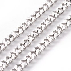 304 Stainless Steel Twisted Chains Curb Chain, Unwelded, for Men's Chain Necklace Making, with Spool, Stainless Steel Color, 5x4x1mm, about 164.04 Feet(50m)/roll