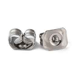 Brass Ear Nuts, Butterfly Earring Backs for Post Earrings, Platinum, 5x4mm, Hole: 1mm